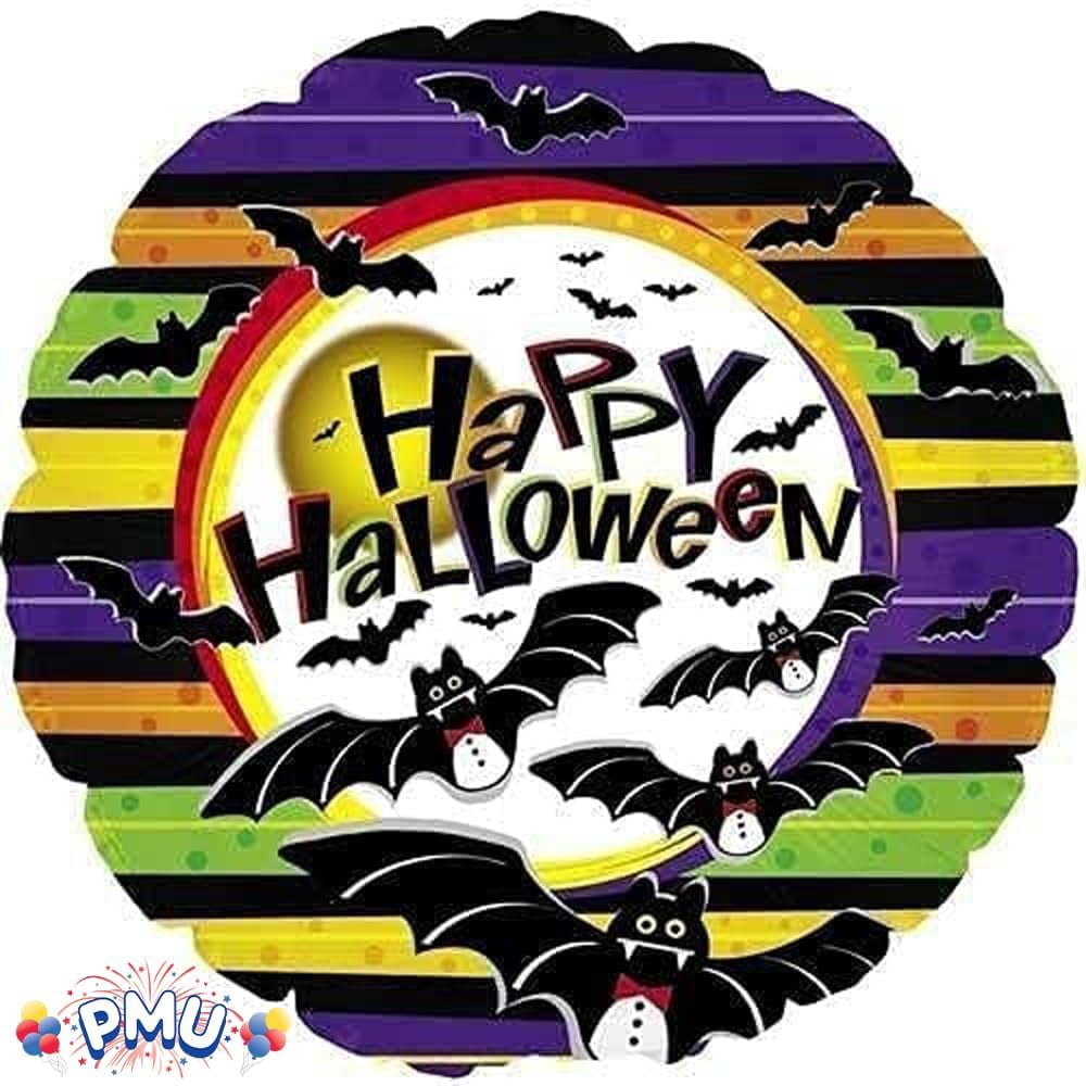 PMU Halloween Party Decoration "Happy Halloween" Jack Faces Aglow 18 Inch Mylar-Foil Balloon (1pkg) Pkg/1