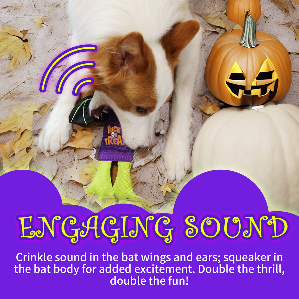 All For Paws Halloween 4-Pack Dog Toy Set - Gift Box Includes Dog Lick Mat, Puppy Squeaky Firehose Toy, Latex Dog Chew Toy & Dog Treat Dispenser