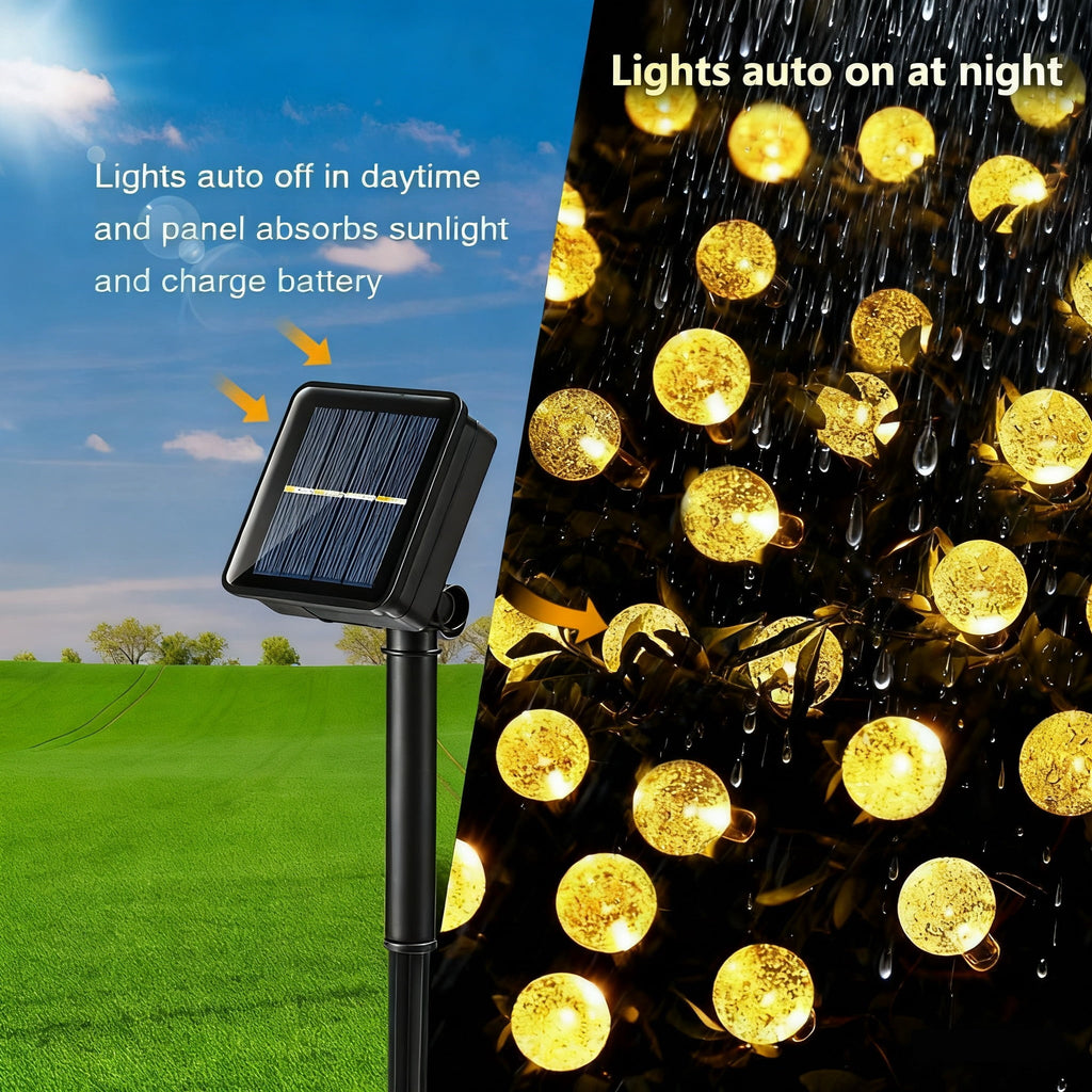 Toodour Solar String Lights Outdoor, 35.6ft 60 LED Waterproof Solar Powered Globe Patio Lights with 8 Modes for Garden Home Gazebo Yard Decorations (Warm White)