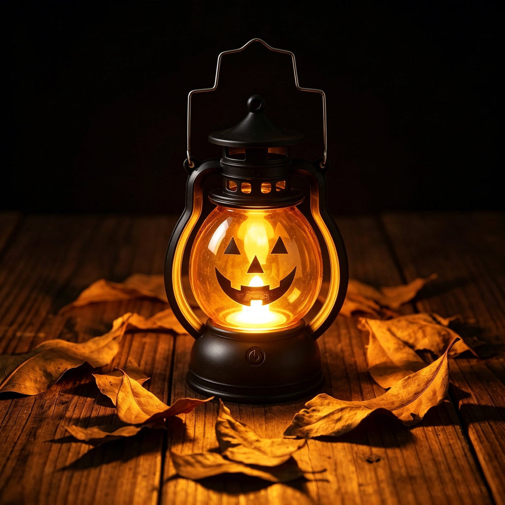 Cheapark Halloween Lanterns Decorations, Battery Operated Black Pumpkin Witch Lanterns, Flickering Light For Indoor Party Home Decor