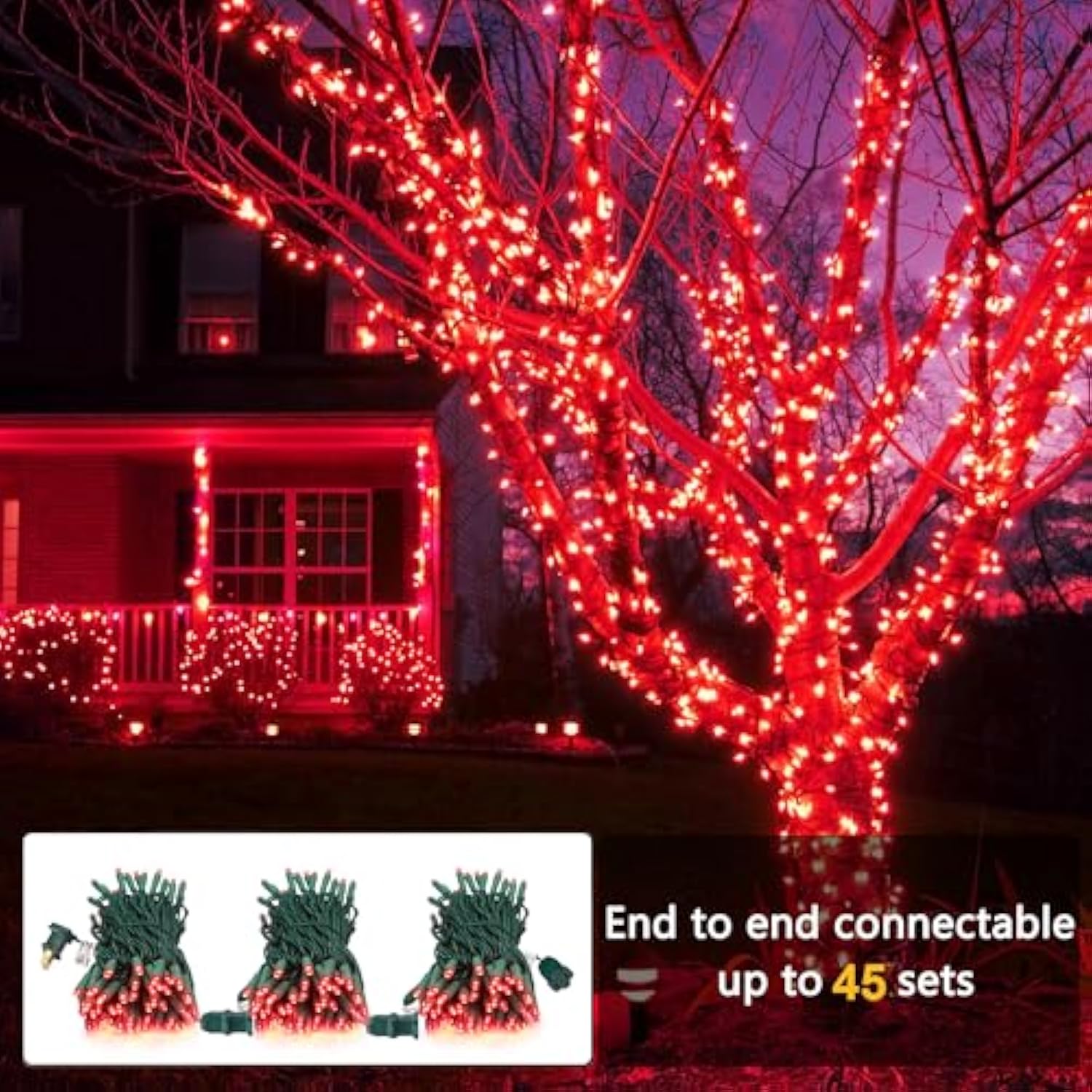 Wick's Outdoor Living LED 5MM Orange Holiday Lights, 24 FT in length, 70 CT, and 6 different color options