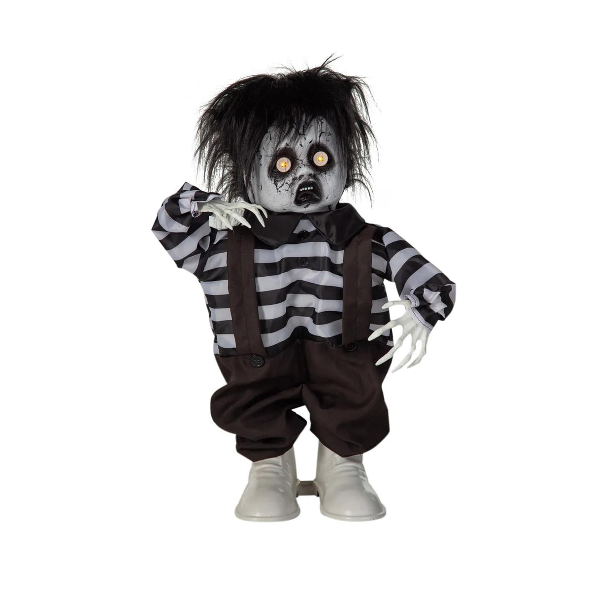 Morris Costumes 3 ft Standing Animated Black & White Leather Shoes Boy Decoration - Black