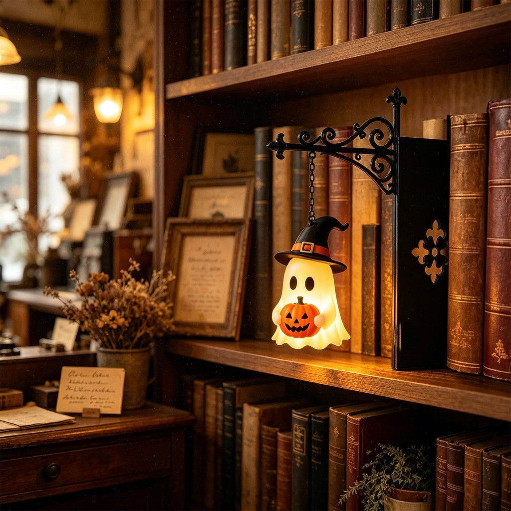 Nkmbld Halloween Bookshelf Lamp, Vintage Library Lantern Decorative Bookshelf Lighting, Hanging Ghost Lantern Book Shelf Light, Halloween Decorations Indoor