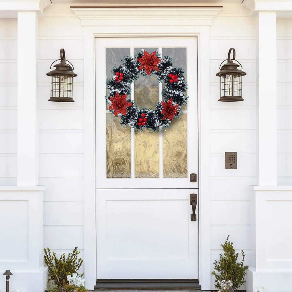 Btomtd Diameter 8" Pumpkin Skull Wreath Halloween Decor Acrylic Round Disk Hanging Ornament with Garland for Front Door Window, A