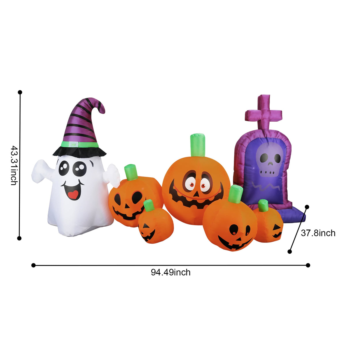 MAGOTAN 9 FT Halloween Inflatables Archway Outdoor Decorations Pumpkin Ghost Archway Halloween Inflatable Blow Up Pumpkin Tombstone Decoration Build-in LED Lights