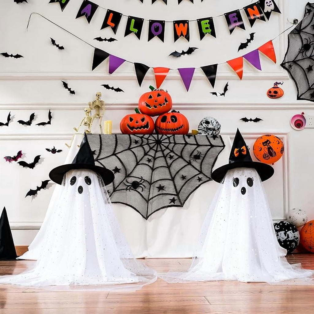 2-Pack Halloween Decorations Outdoor, Halloween Party Decorations Indoor, Ghost Decorations with Remote Control String Lights, Halloween Ghost Lights Suitable for Porch, Courtyard, Garden, Lawn
