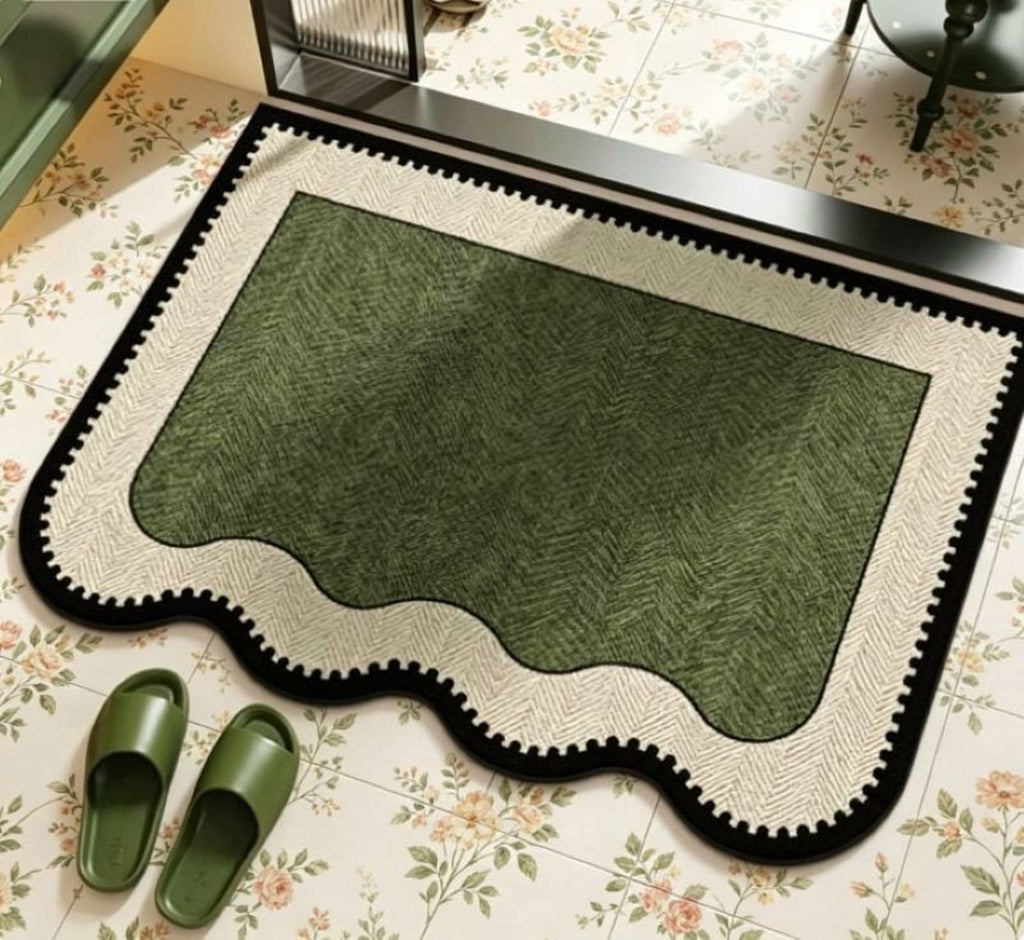 Front Door Mat Indoor Outdoor Entrance Rug, Semicircular Entrance Mat, Half Round Waterproo Non-Slip Durable Rubber Doormat for Garage, Patio, 29.5 inch
