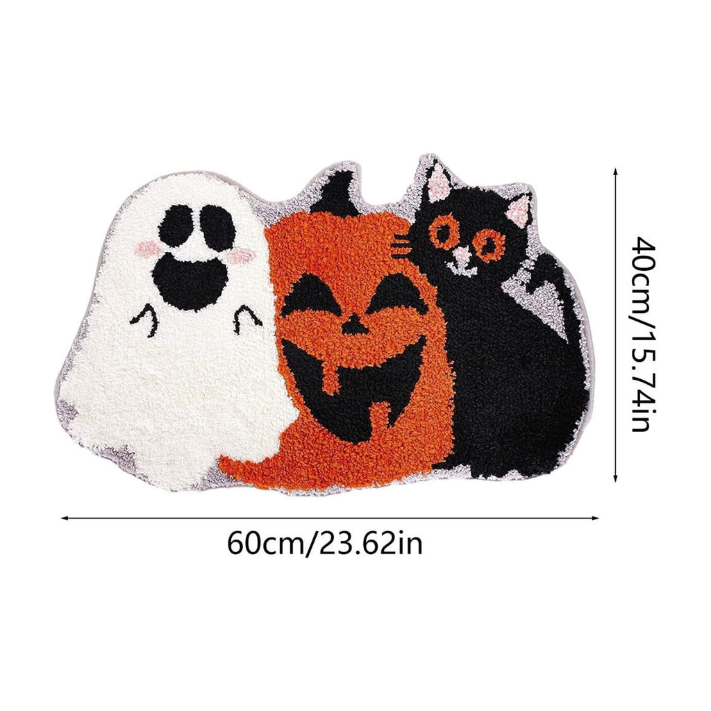 Halloween Doormat Ghost Bath Mat 23.6x15.7in Secure-Grip Absorbent Soft Faux Fur Rug for Bathroom Bedroom Living Room Decor by OVFUIZ