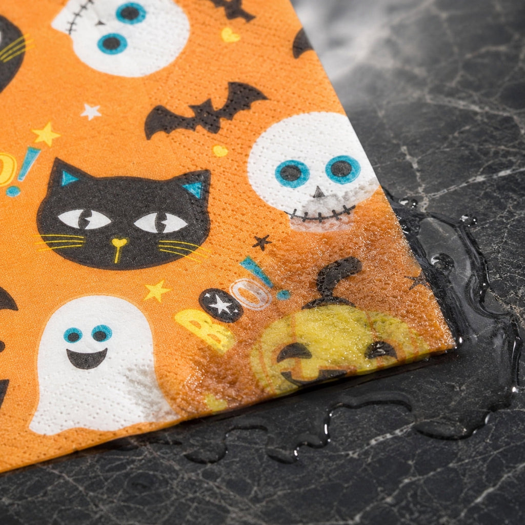 OCCOA Halloween Disposable Printed Paper Napkins 20 Count, Cute Spooky Pattern Party Table Decor Supplies, Indoor Outdoor Holiday Dining Decoration, B