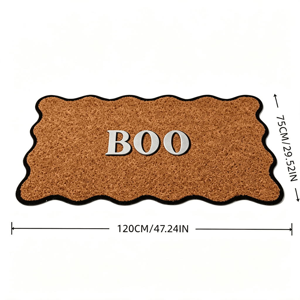Clearance Halloween Multicolor Scallop Boo Outdoor Coir Doormat, 48" x 30" Large Halloween Bath Rug, Halloween Decoration Outdoor Indoor, Gift for Women Men