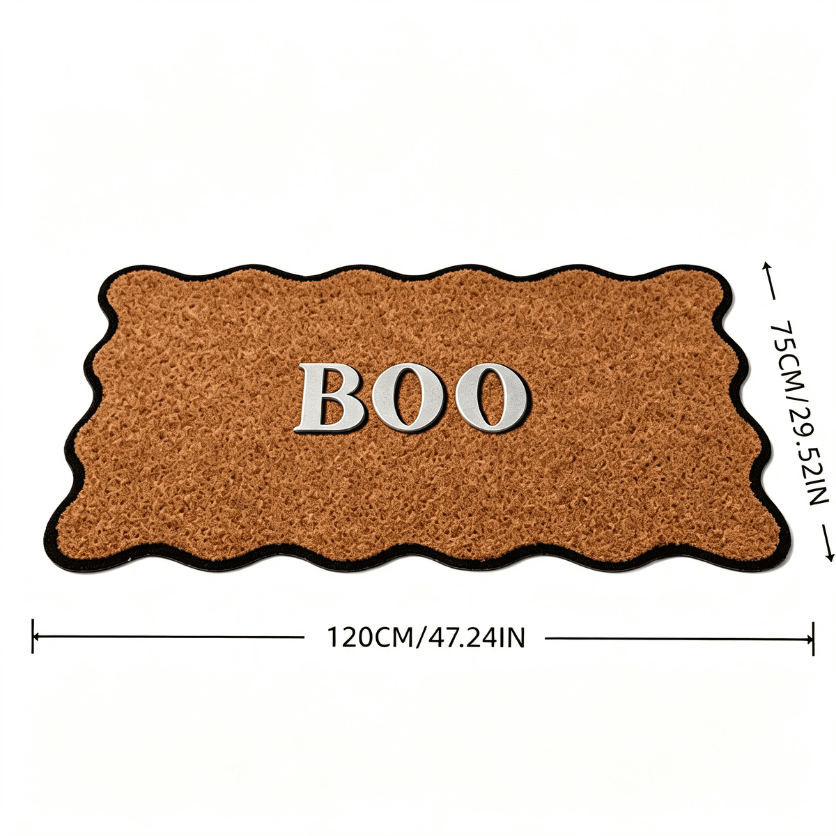 Clearance Halloween Multicolor Scallop Boo Outdoor Coir Doormat, 48" x 30" Large Halloween Bath Rug, Halloween Decoration Outdoor Indoor, Gift for Women Men