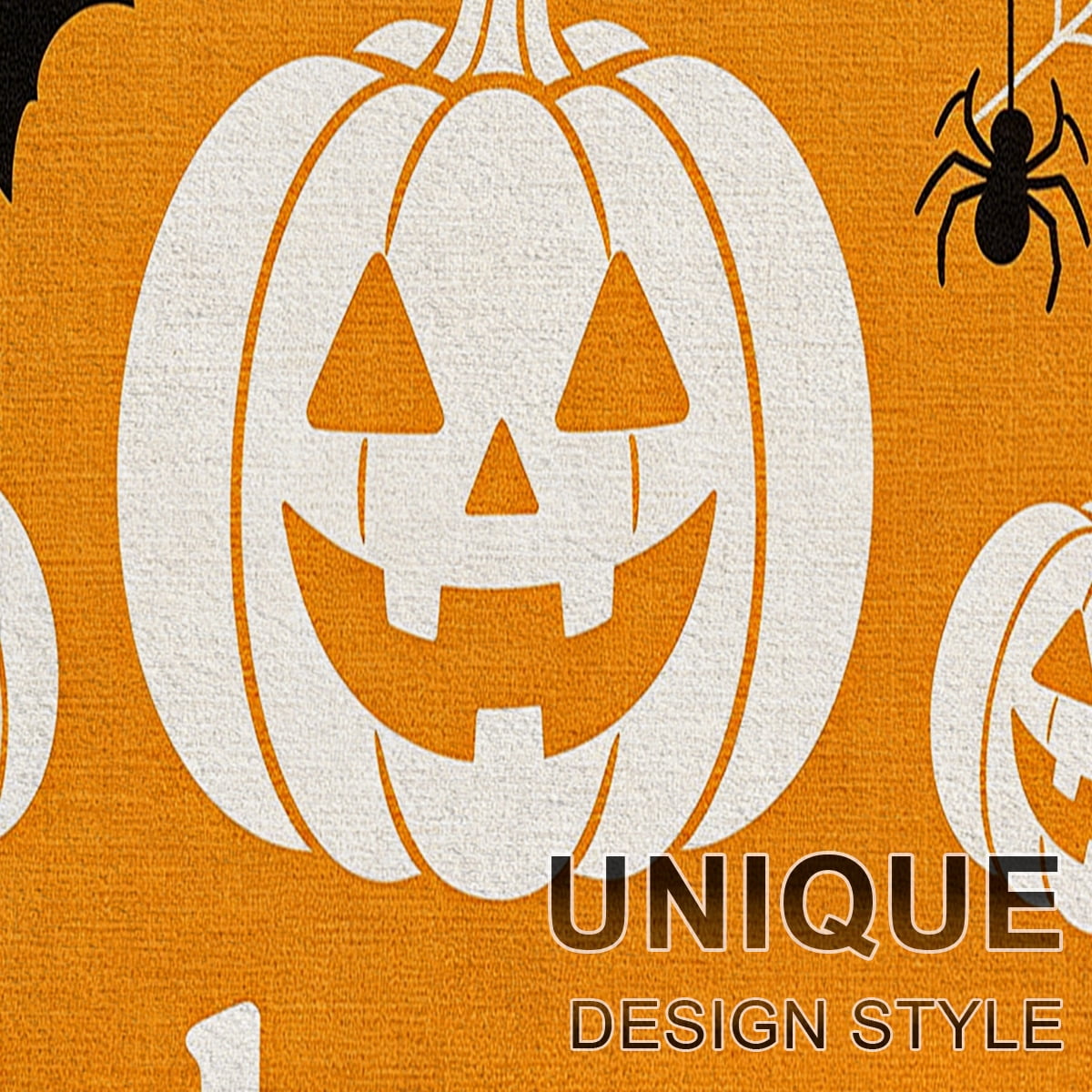 YIMEIS Halloween White Pumpkin Multi-purpose 3-Piece Flannel Mat and Kitchen Rugs,Soft Non-slip for Home Bedroom Bathroom