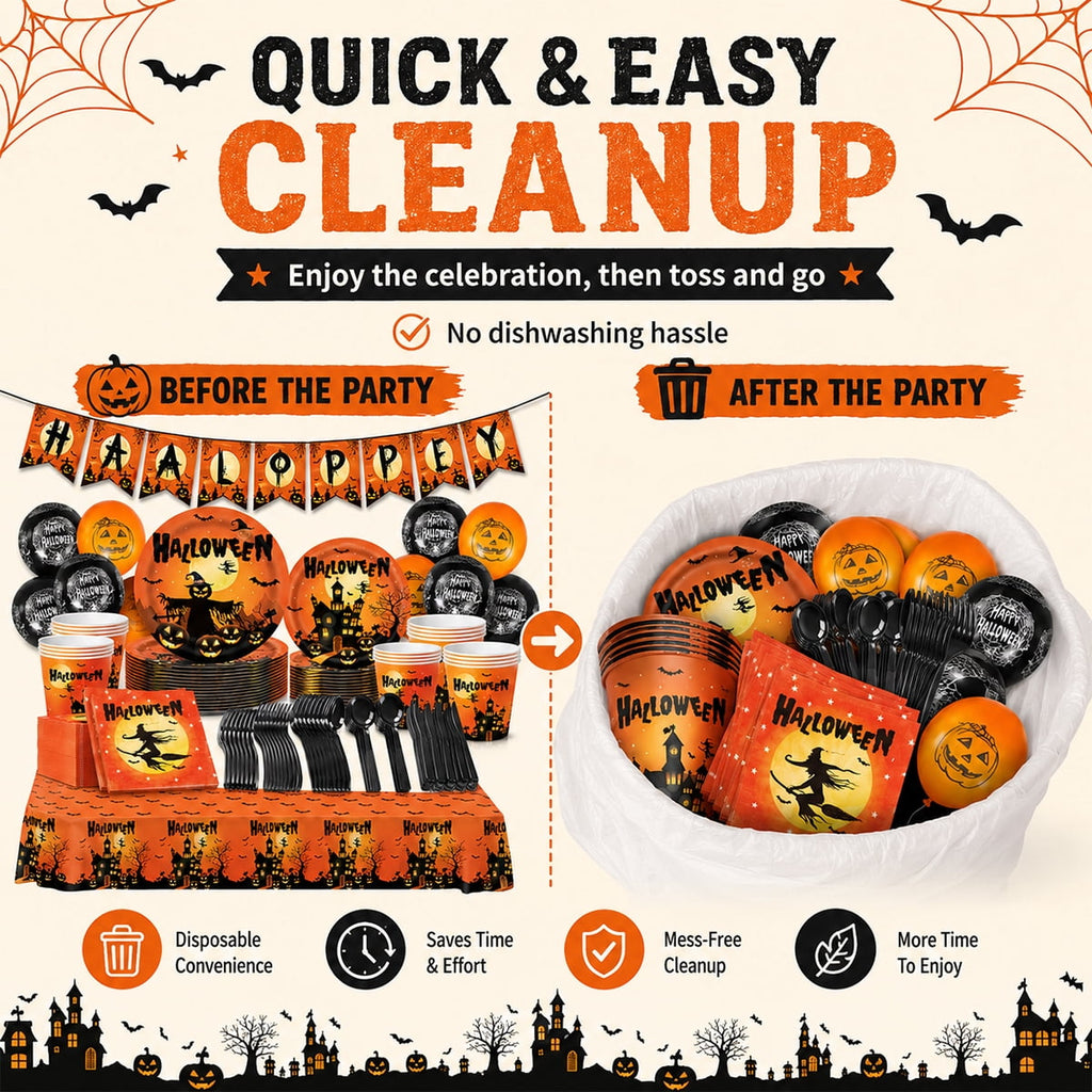 Halloween Paper Plates for Halloween Party Decoration Disposable Cups Napkins Table Cover Balloons Banner for Halloween Birthday Party Supplies Serve 20 Design2