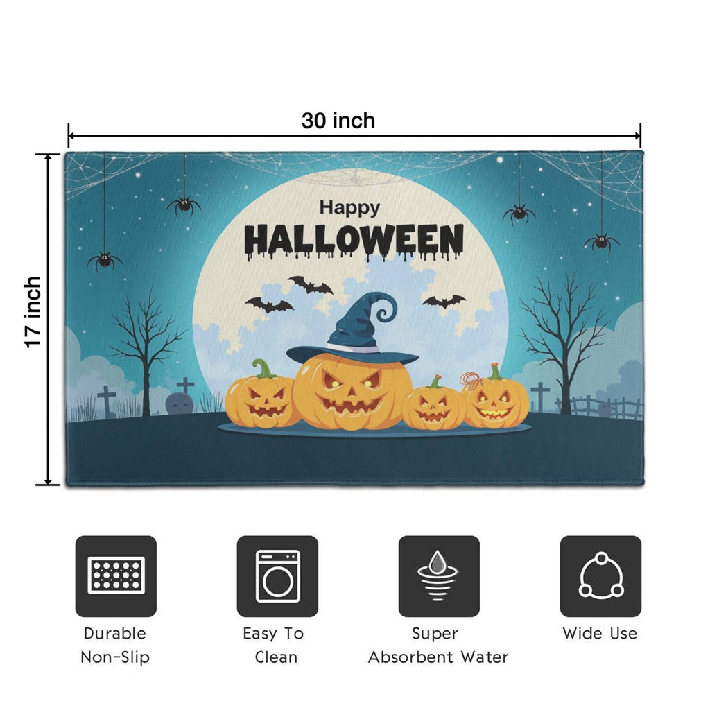 Happy Halloween Door Mat Decorations Spider Bat Doormat Plain the Indoor Door Mat/Outdoor Crystal Velvet 30x17 Inches