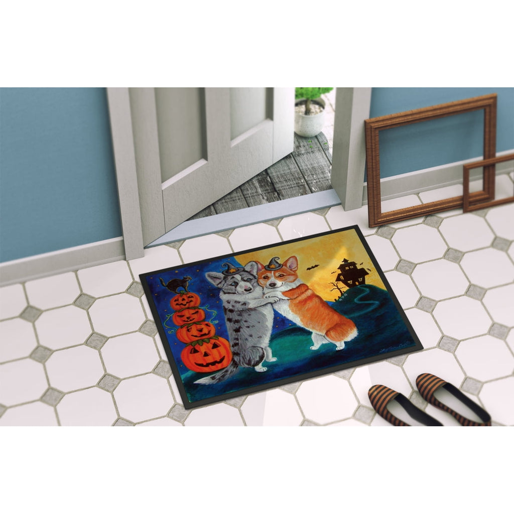 18 x 27 in. Corgi Halloween Scare Indoor or Outdoor Mat