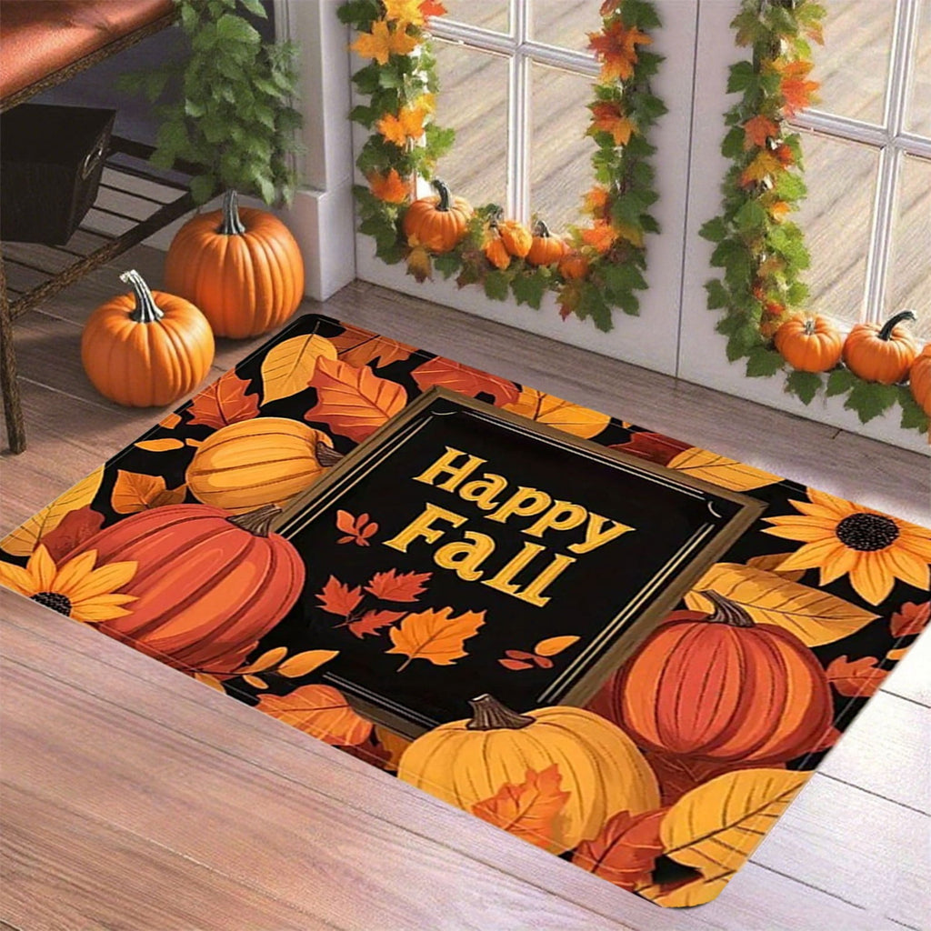 AYktou Fall Bathroom Rugs, Halloween Maple Leaves Pumpkin Kitchen Mats for Floor Warm-Colored Area Rug Thanksgiving Decor Carpets, Home Fall Holiday Party Harvests Grateful Blessed Doormat