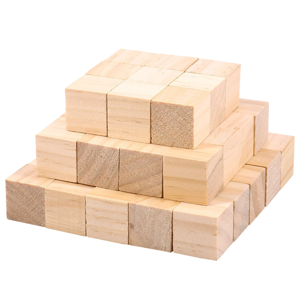 AEVXKHI 50PCS 1 inch Wood Blocks for Crafts, Unfinished Wood Square Blocks, Natural Pine Wooden Cubes, Wood Cubes Blocks for Painting Model Making Crafts DIY Project
