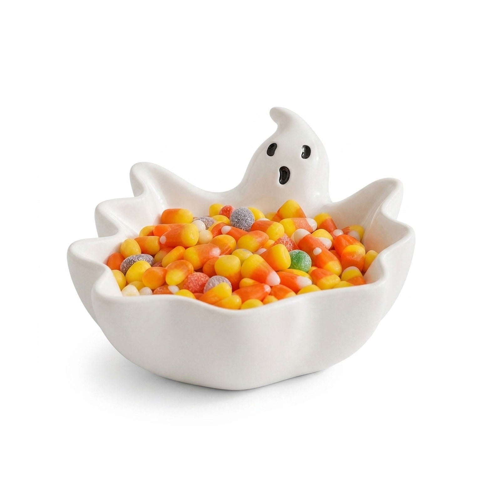 Diceymbol Halloween Pumpkin Snack Bowl Stand Collapsible Broomstick Candy Tray for Cupcakes & Desserts, Resin Serving Platter with Ceramic Pumpkin Bowls