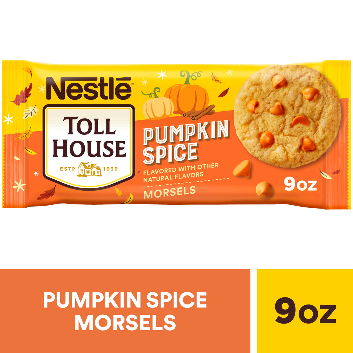 Nestle Toll House Pumpkin Spice Regular Baking Chips, Morsels for Halloween Baking, 9 oz Bag