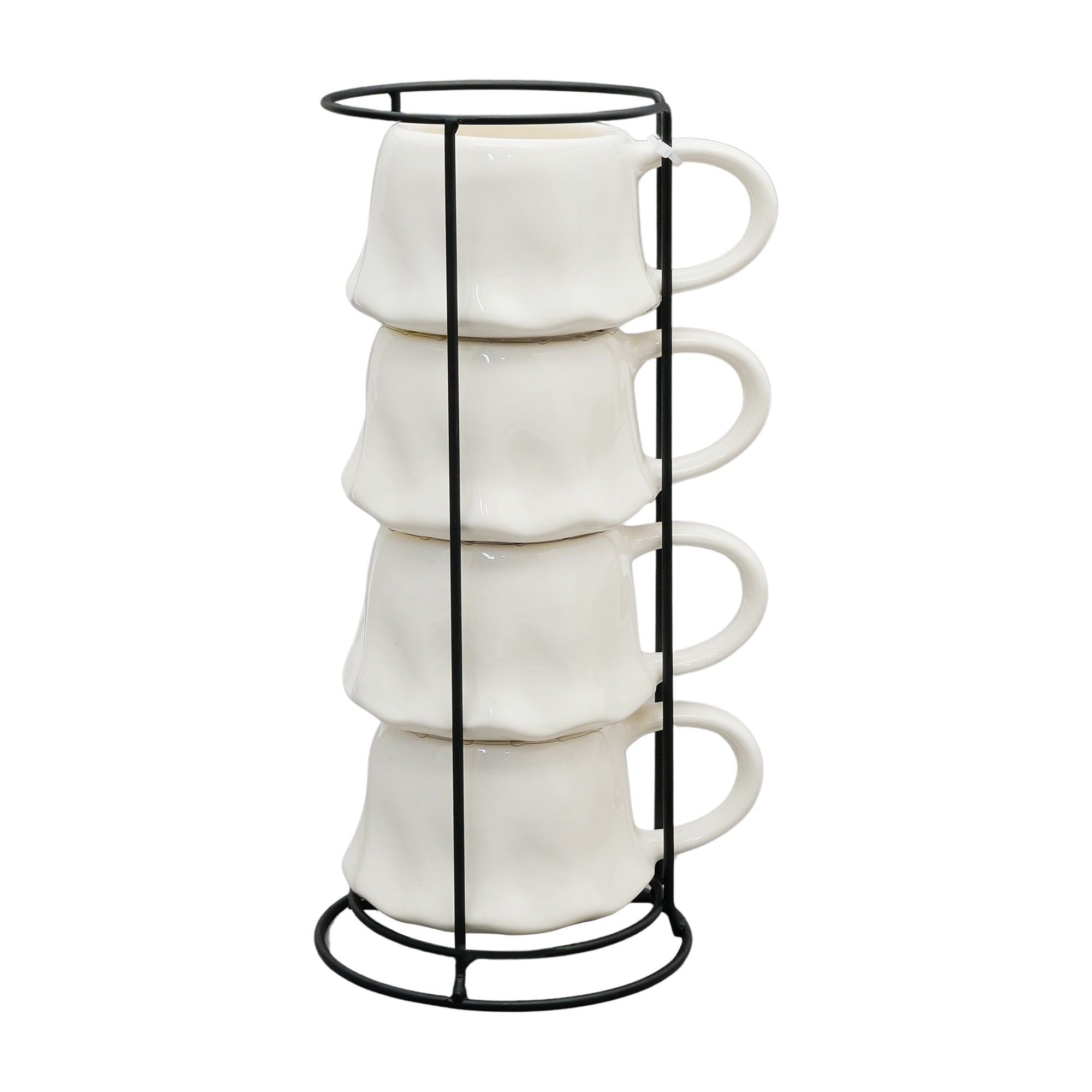 Way To Celebrate Halloween Ghost Stack Ceramic Mugs, 4-Pack, White, 12 fl oz