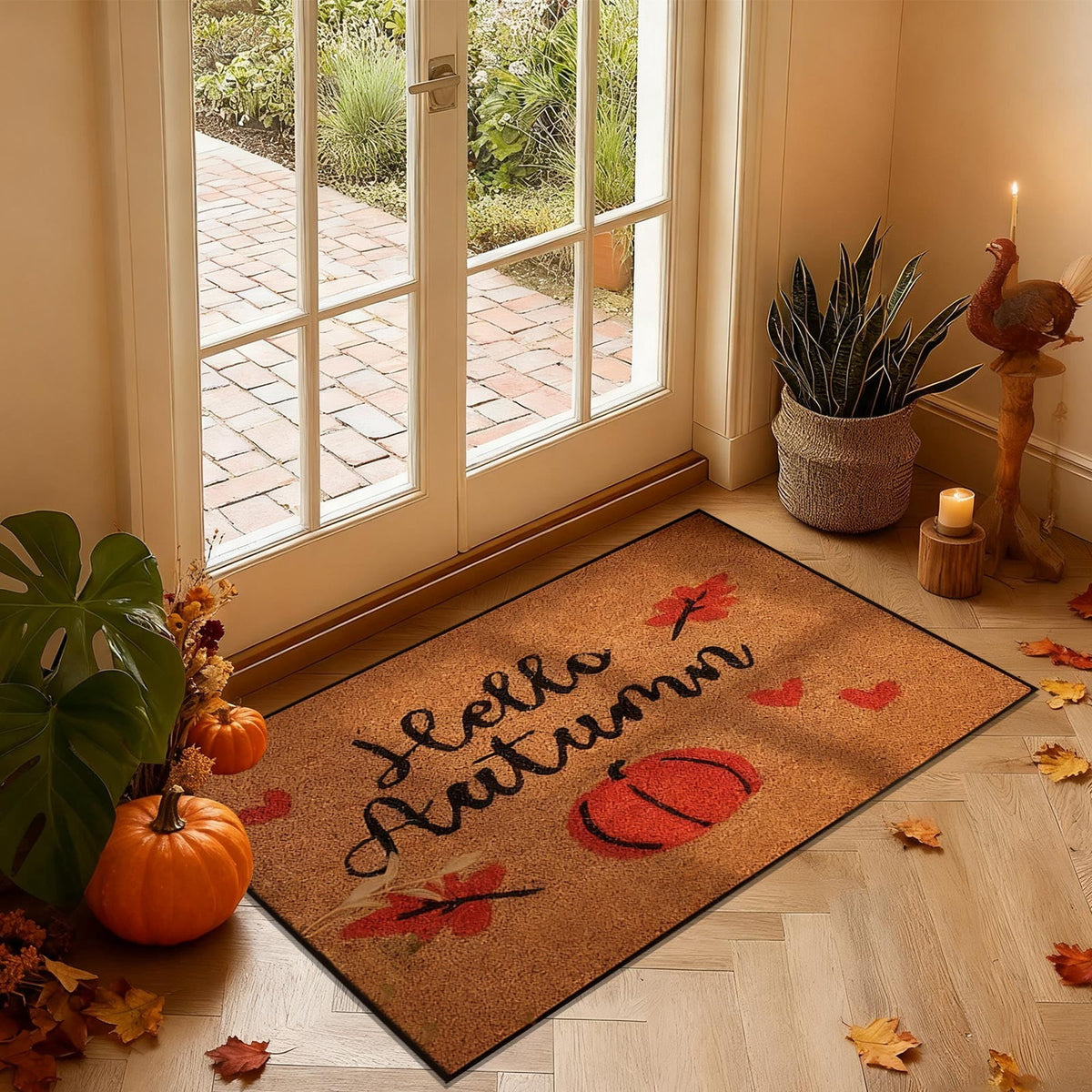 Autumn Door Mat for Entryway, 16x24 Inch, Fall-Themed Floor Doormat for Home Decor, Non-Slip Rug Mat for Living Room, Kitchen, Bedroom, Gifts for Fall Lovers (E)