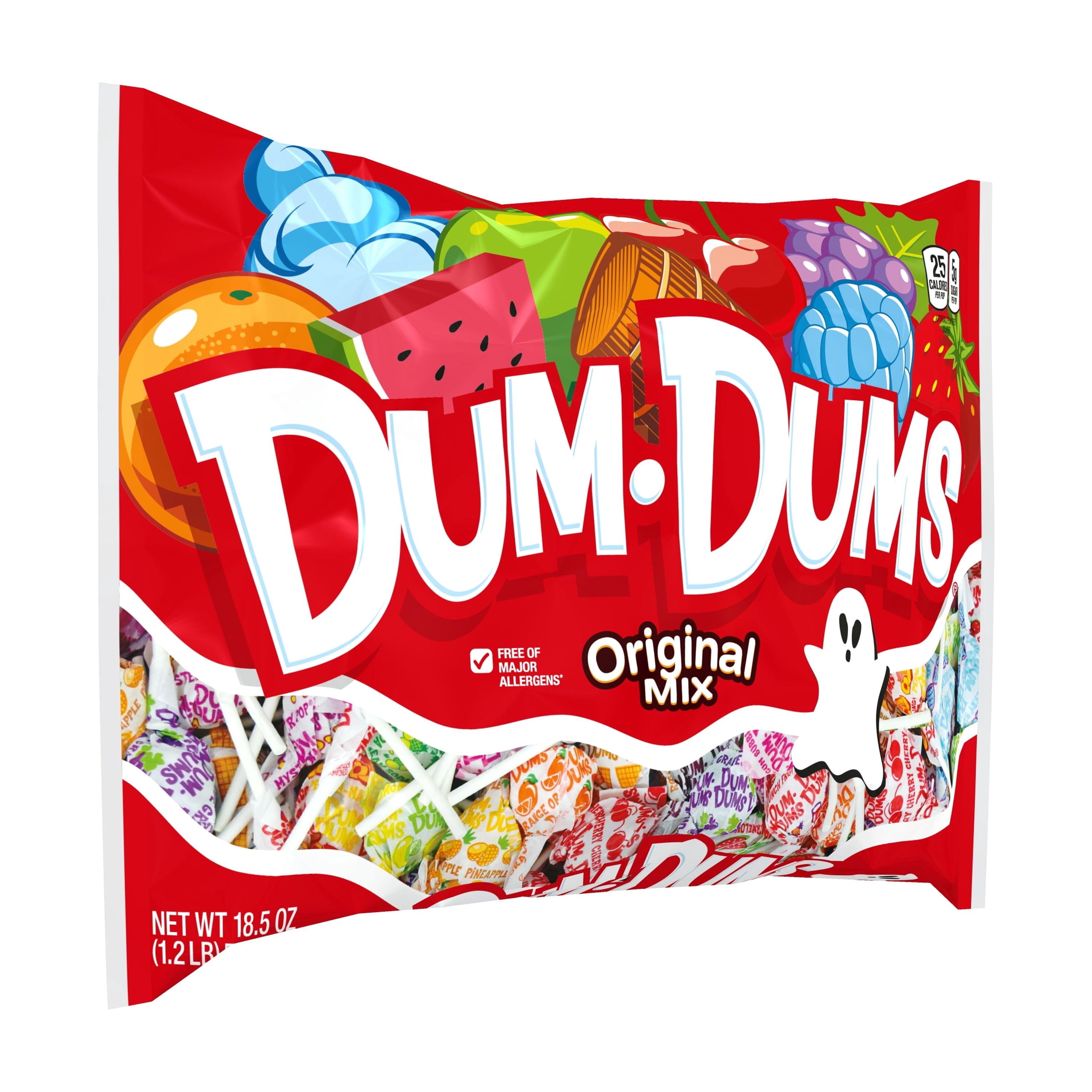 Dum Dums Original Mix Halloween Assorted Candy, Lollipops & Suckers, Hard Party Candy, 18.5 oz Bag