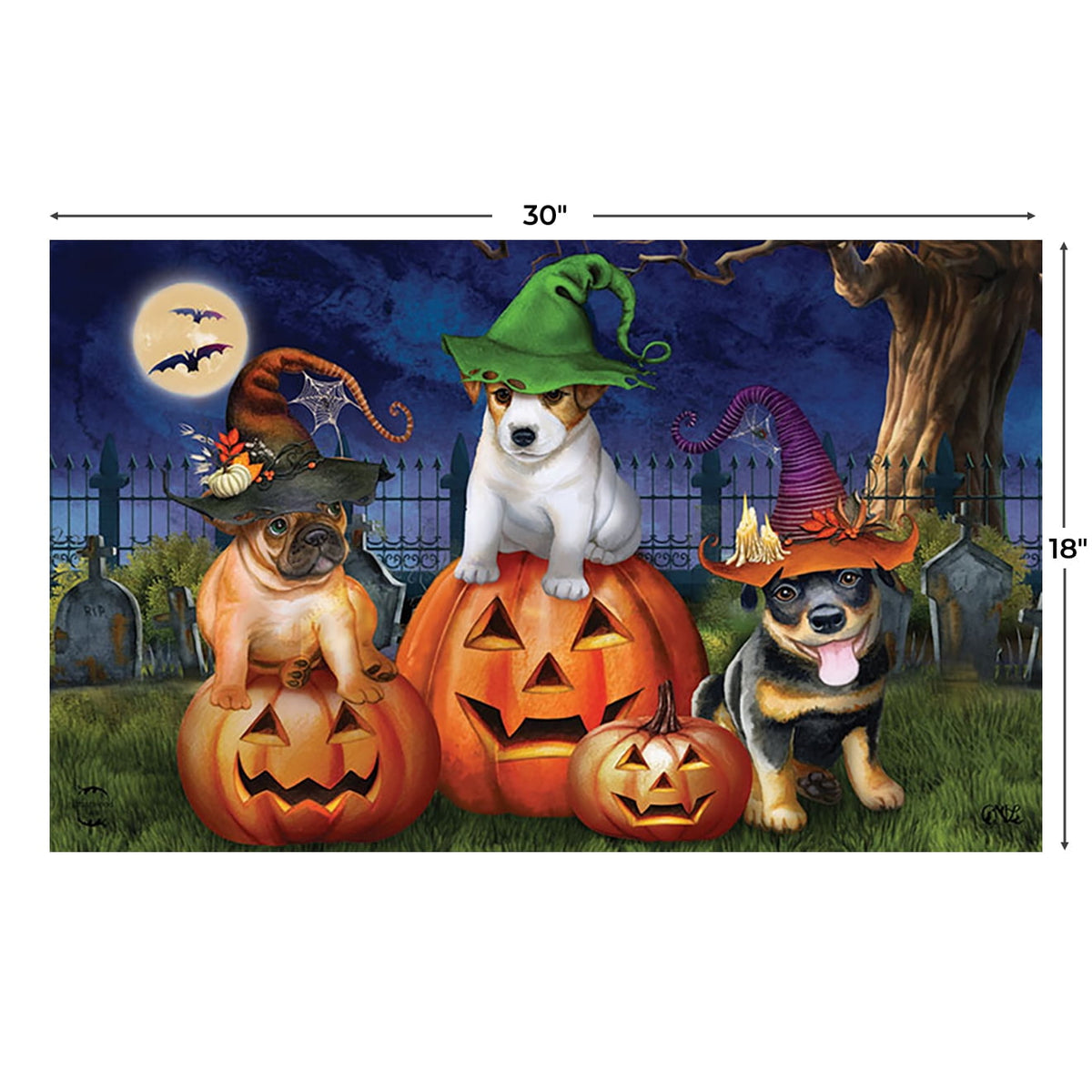 Briarwood Lane Halloween Doormat 30x18 Indoor Outdoor Spooky Pups For Halloween Doormat