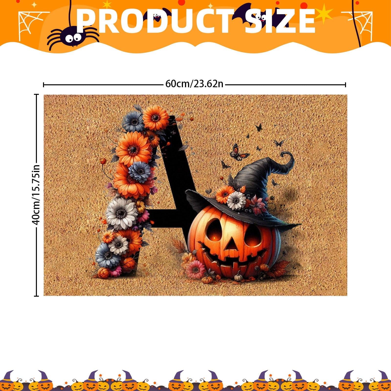 AUDeals Halloween Doormat Indoor Outdoor Home Front Porch Rugs 23.6 * 15.7Inch Bedroom Entrance Patio Decoration Supplies
