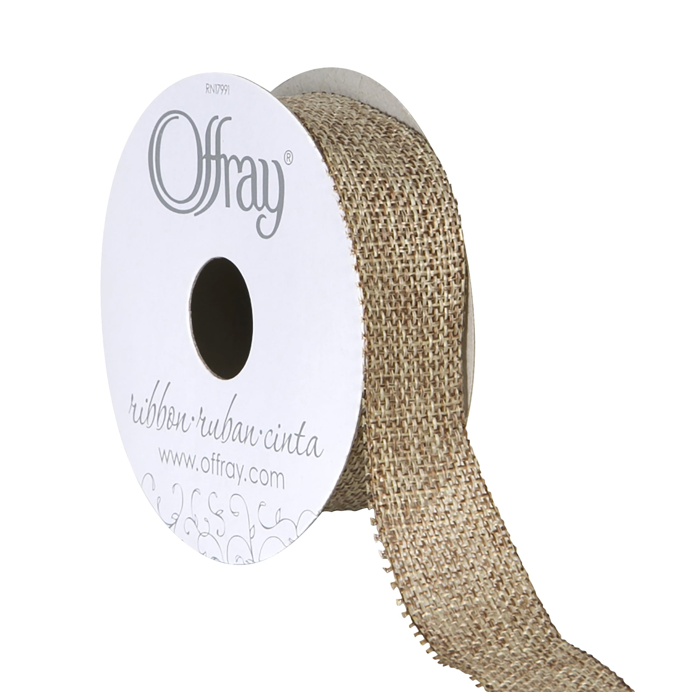 (3 pack) Offray Ribbon, Natural 7/8 inch Woven Burlap Woven Ribbon for Crafts, Gifting, and Wedding, 9 feet, 1 Each
