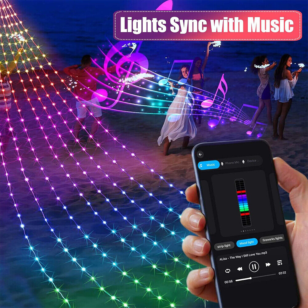 IC ICLOVER Christmas String Lights, 6.56FT x 200LEDs Waterfall String Lights, App Control with Remote, 10 Modes Christmas Tree Lights Waterproof for Indoor Outdoor Xmas Decorations