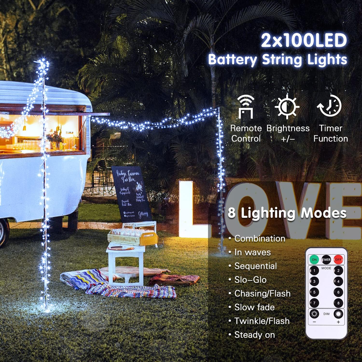 33ft 100 LED Pink Battery Lights for Bedroom, Pink Christmas String Lights with 8 Modes Remote Indoor Outdoor, Fairy Twinkle Lights for Room Party Tree Valentine