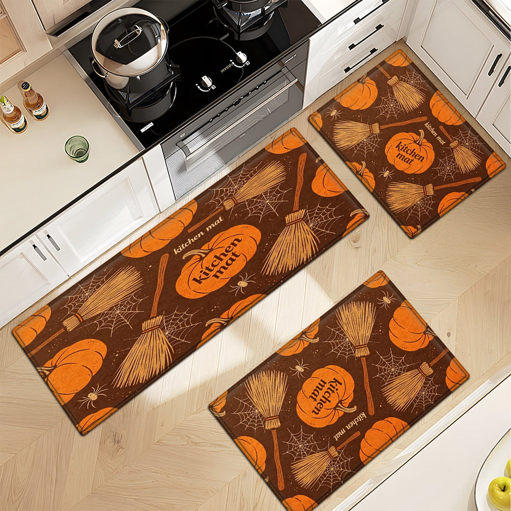 CCTFS Halloween Pumpkin Bat Candy 1Pc Flannel Mat and Kitchen Rugs,Soft Non-slip,Perfect for Home Bathroom