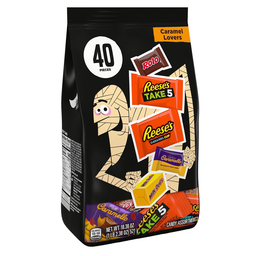 Hershey Assorted Caramel, Halloween Candy Variety Bag, 18.38 oz (40 Pieces)