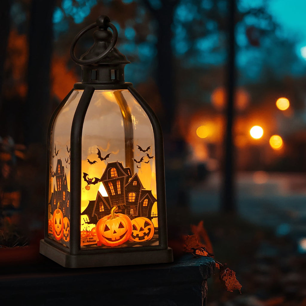 Halloween Decorations Indoor Candle Lantern With LED Lights Hanging Spooky Halloween Lanterns For Indoor Outdoor Home Room Door Party Decor