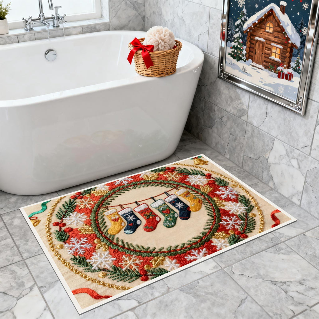 Tupukom Gifts Under 5 Dollars Christmas Doormat With Non Slip Indoor Christmas Welcome Mat with Absorbent & Dirt-Trapping, Outdoor Christmas Tree Door Mat Front Porch Decor 16" x 24" Inch