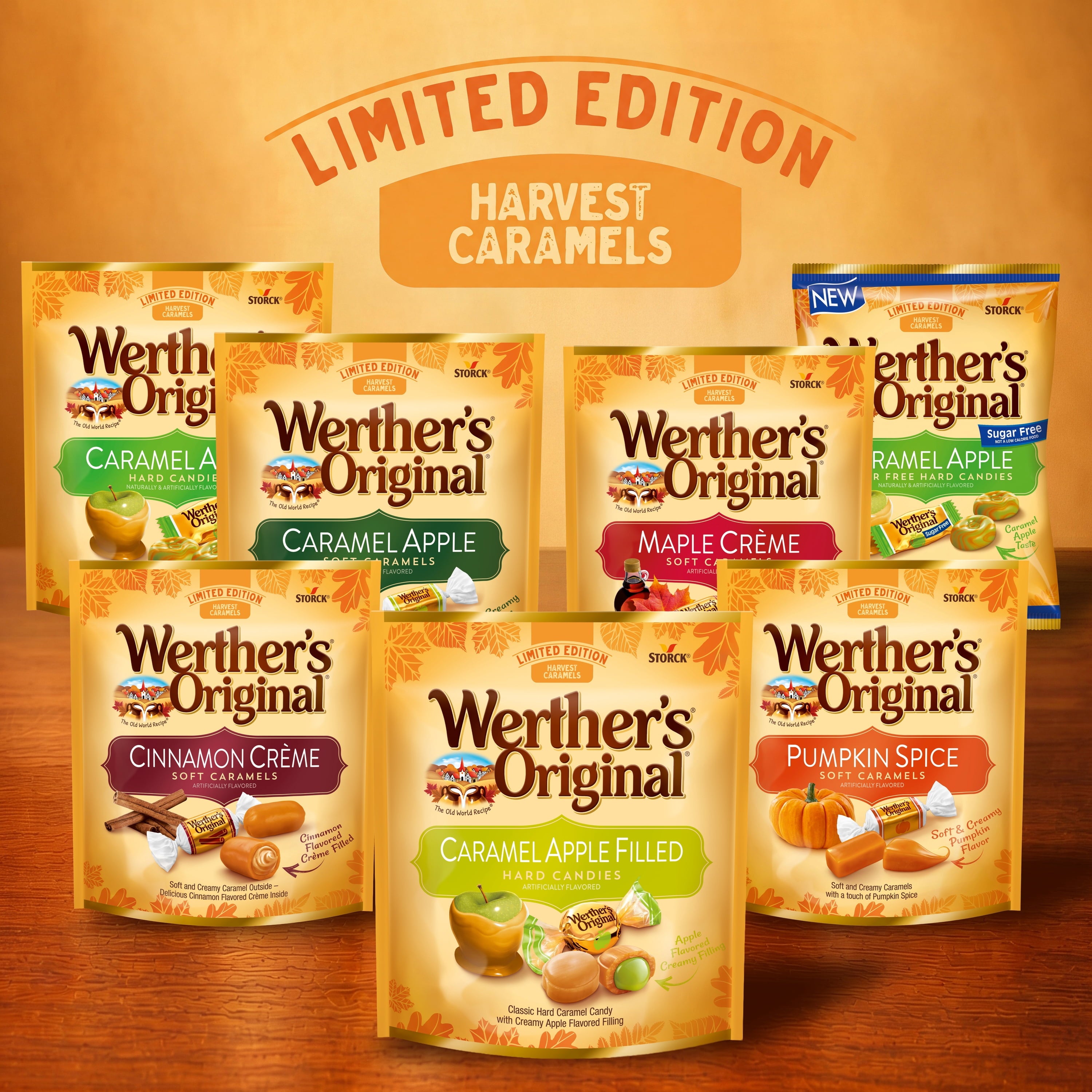 Werther's Original Limited Edition Fall Harvest Caramel Apple Filled Hard Candies, 9.4 oz Bag