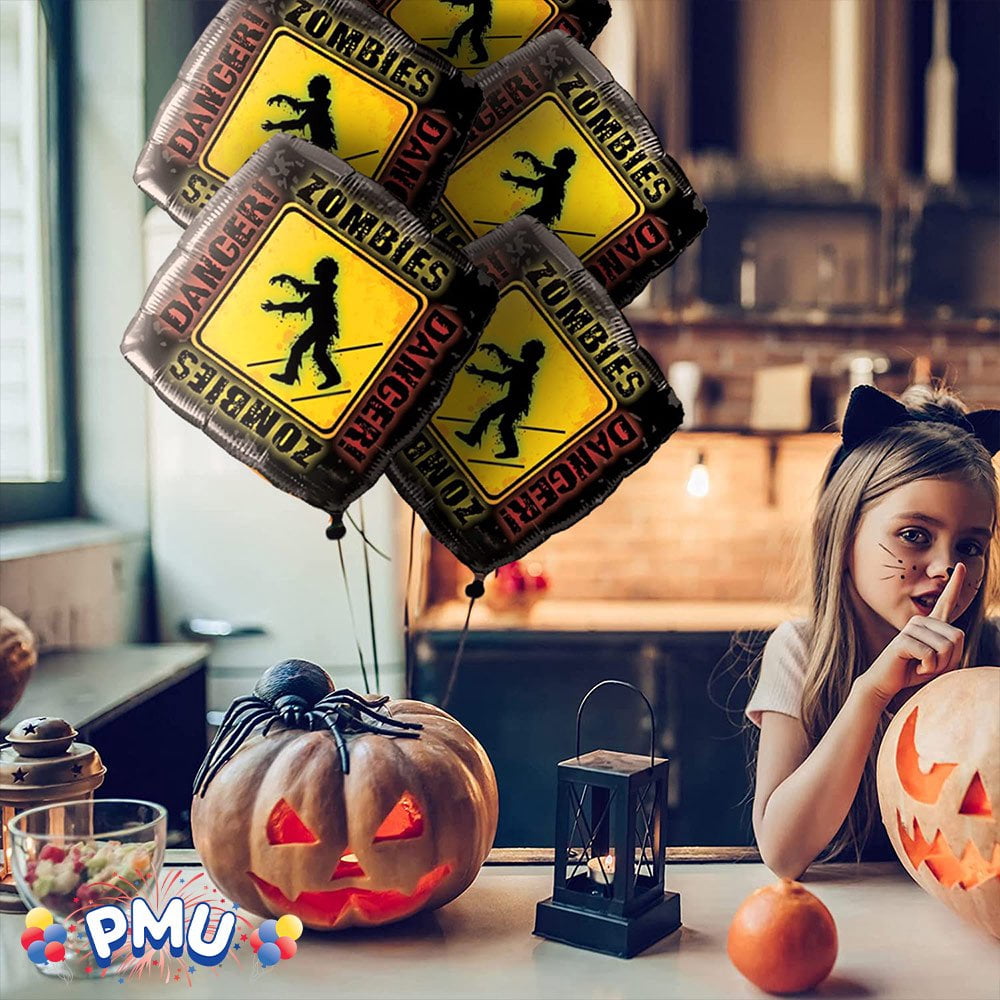 PMU Halloween Party Decoration "Happy Halloween" Jack Faces Aglow 18 Inch Mylar-Foil Balloon (1pkg) Pkg/1