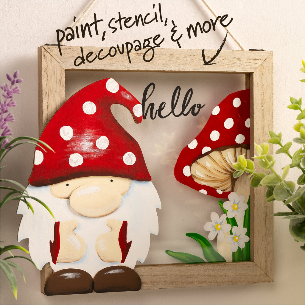 (2 pack) Plaid Surfaces Layered Wood Shape, Gnome