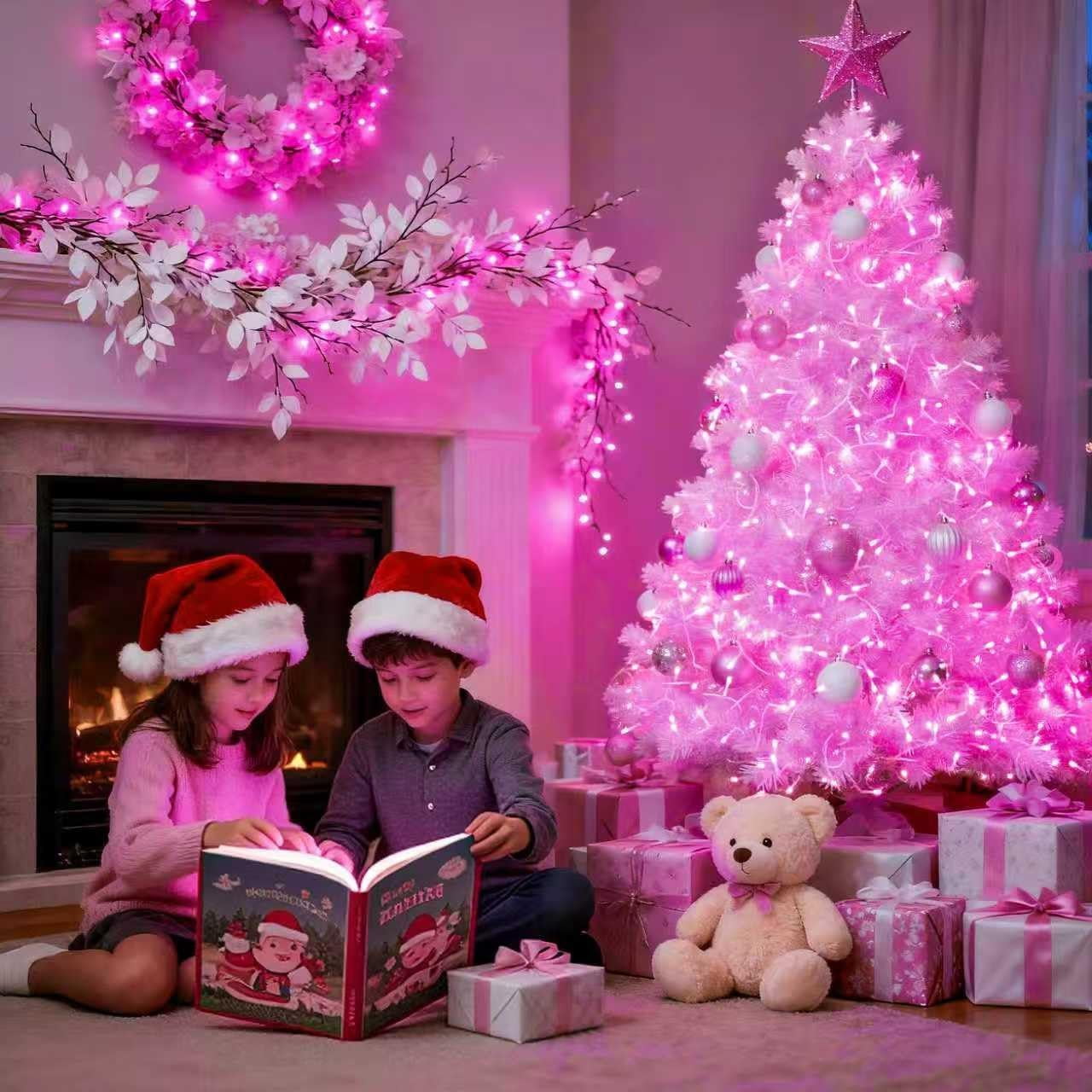 JMEXSUSS 200 LED Christmas Lights Indoor Outdoor, Connectable Warm White Christmas Tree Lights Clear Wire, 66 Ft Twinkle Fairy String Lights Plug in for Bedroom Wedding Christmas Tree Decorations