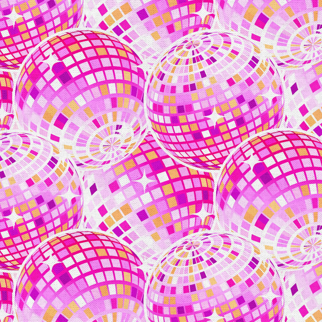 Half Yard 100% Cotton Disco Ball, Pink, 42" Wide for Sewing & Crafting by Fabric Editions