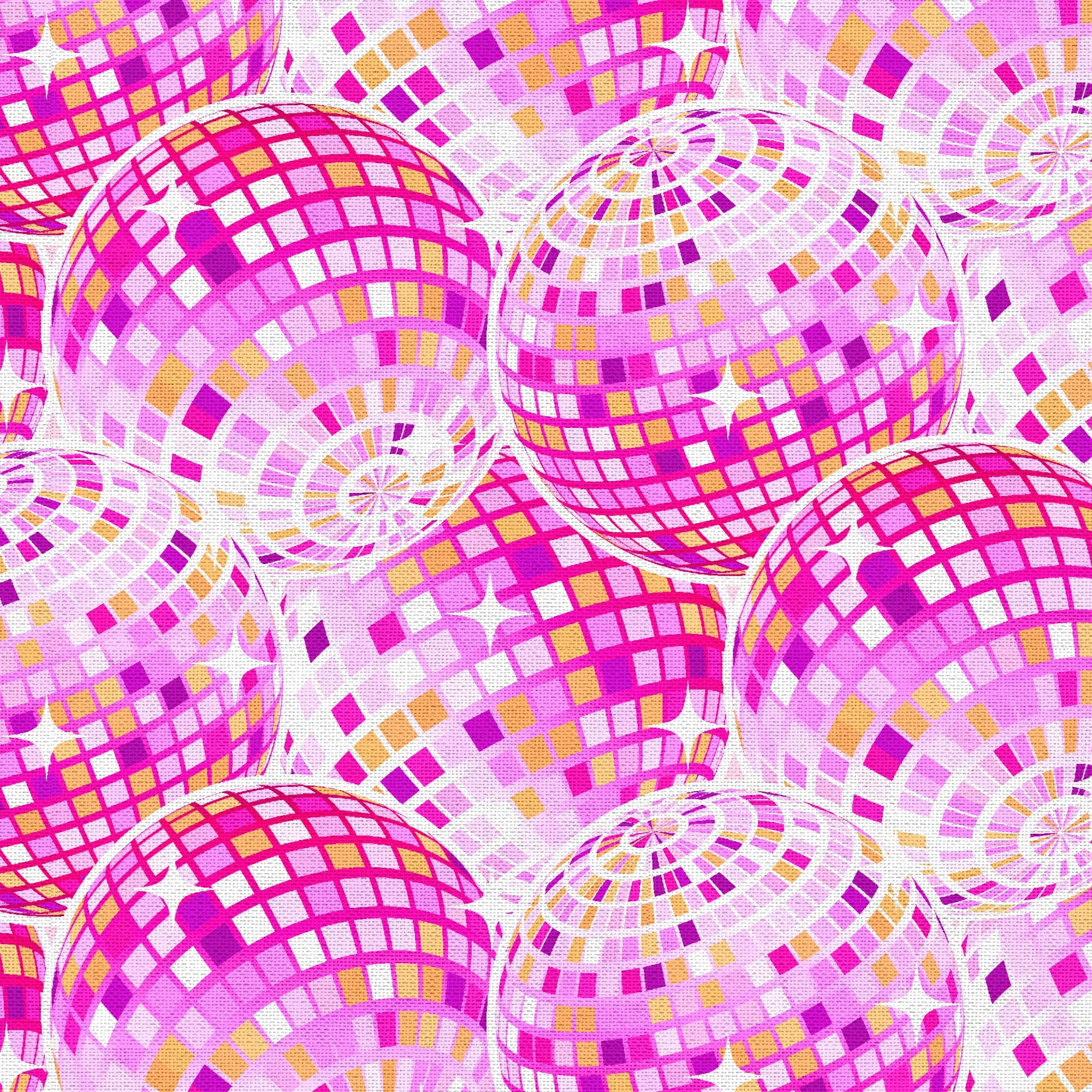 Half Yard 100% Cotton Disco Ball, Pink, 42" Wide for Sewing & Crafting by Fabric Editions