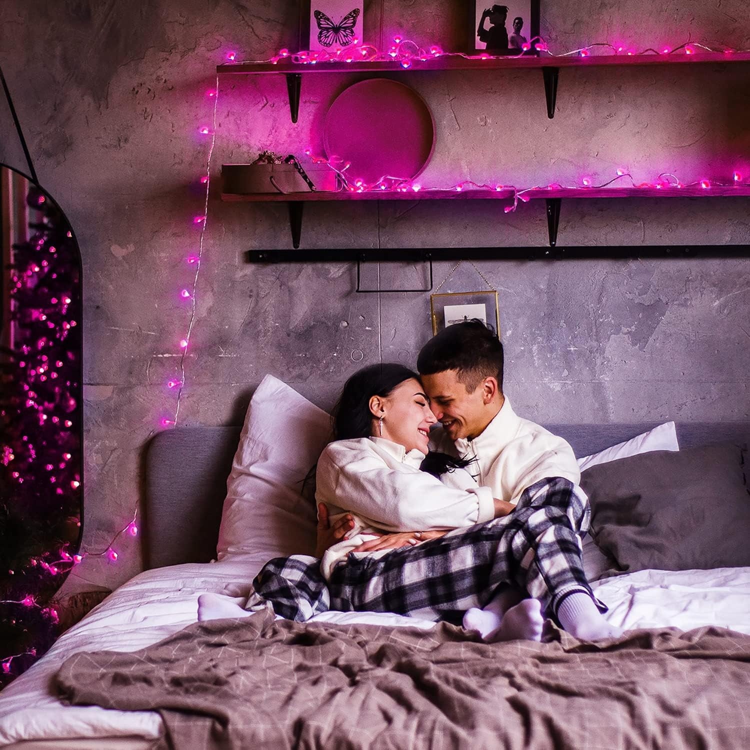 33ft 100 LED Pink Battery Lights for Bedroom, Pink Christmas String Lights with 8 Modes Remote Indoor Outdoor, Fairy Twinkle Lights for Room Party Tree Valentine