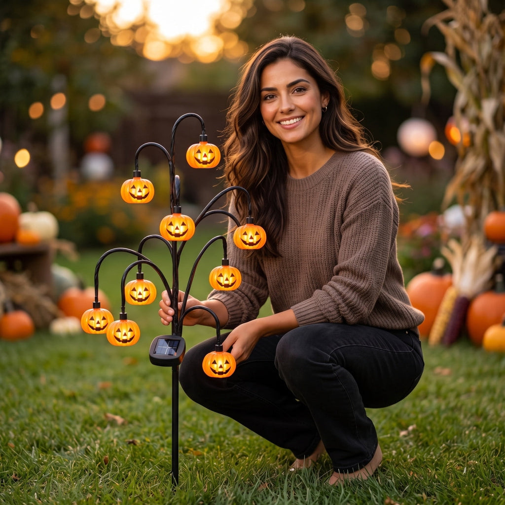 Halloween Solar Tree Stump Light, Cute Glowing Pumpkin Outdoor Decor, Twinkling Pathway Light, Magical Vintage Lantern, Rustic Fall Porch Decoration