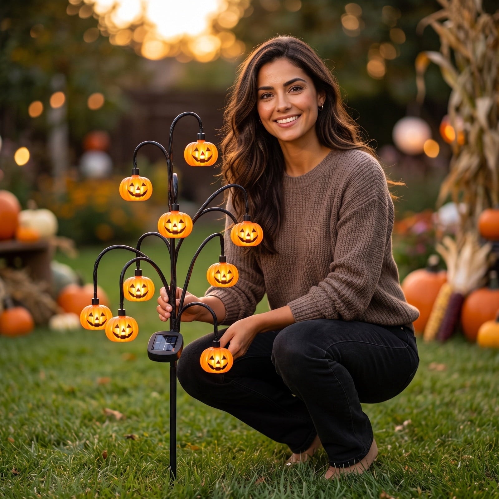 Halloween Solar Tree Stump Light, Cute Glowing Pumpkin Outdoor Decor, Twinkling Pathway Light, Magical Vintage Lantern, Rustic Fall Porch Decoration