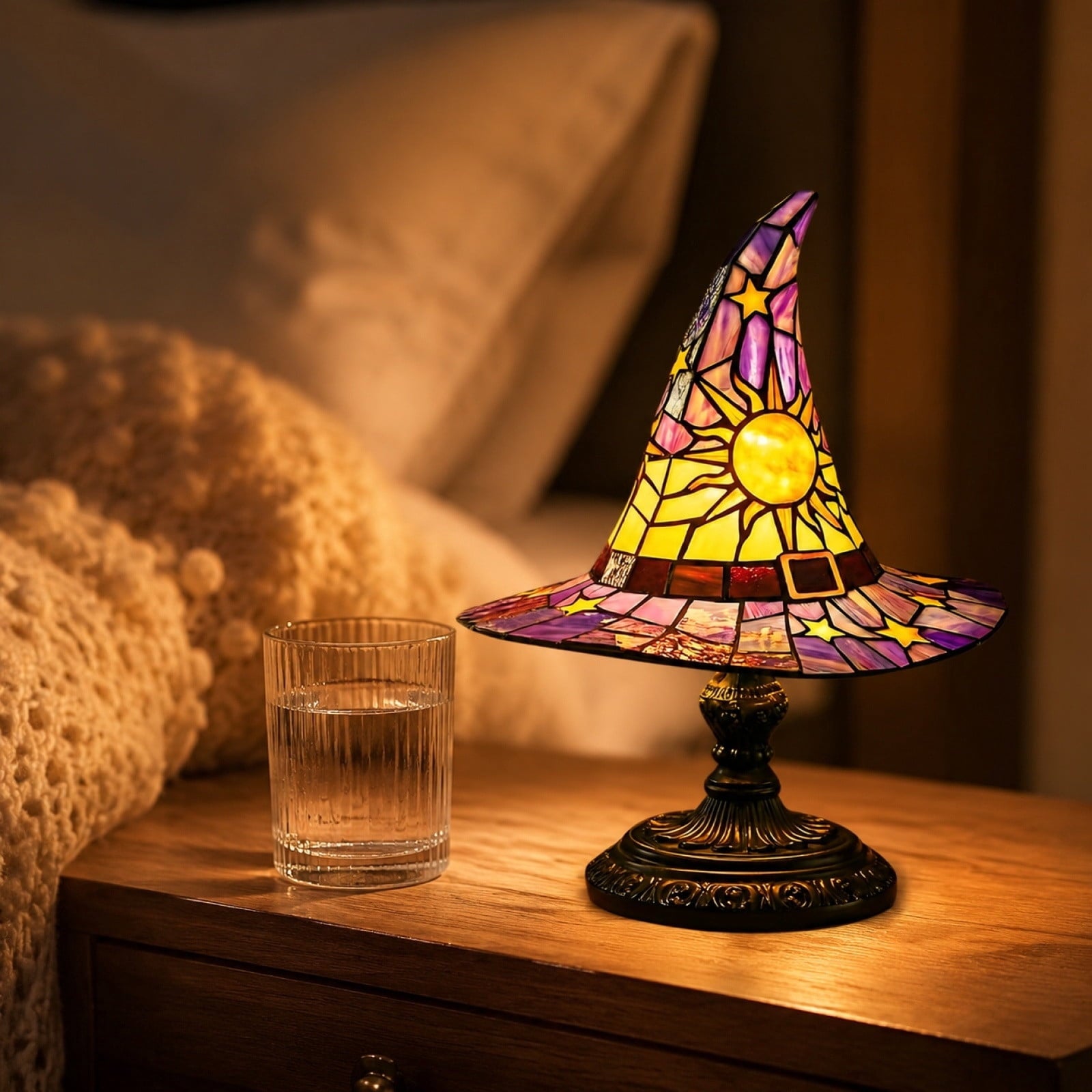 Stijggn Witch Hat Lights Halloween Glowing Lights, Waterproof Hanging Witch Hat Decorations, Warm Light Festival Ornaments for Indoor Outdoor Yard Garden Party Halloween Decor