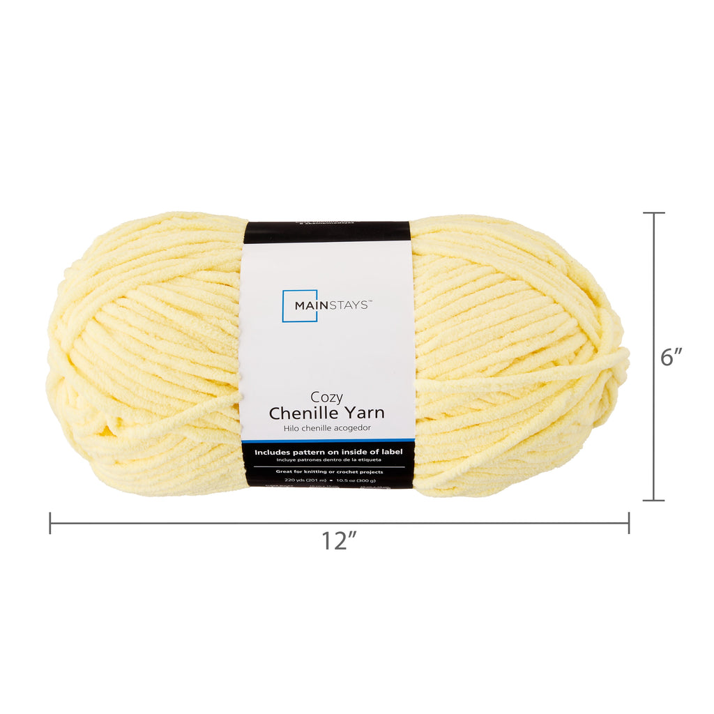 Mainstays Cozy Chenille Yarn, 220 yd, Arctic White, 100% Polyester, Bulky