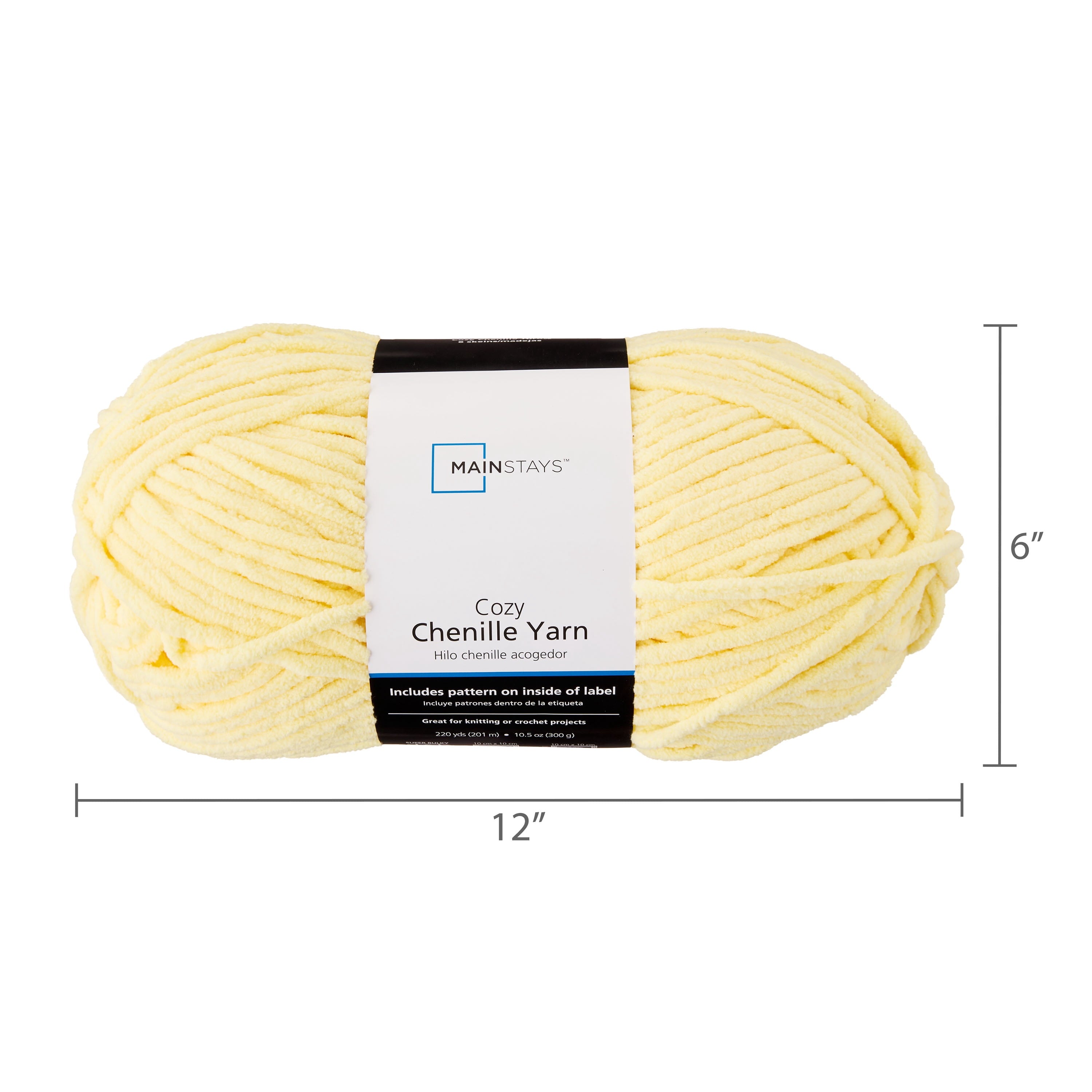 Mainstays Cozy Chenille Yarn, 220 yd, Arctic White, 100% Polyester, Bulky