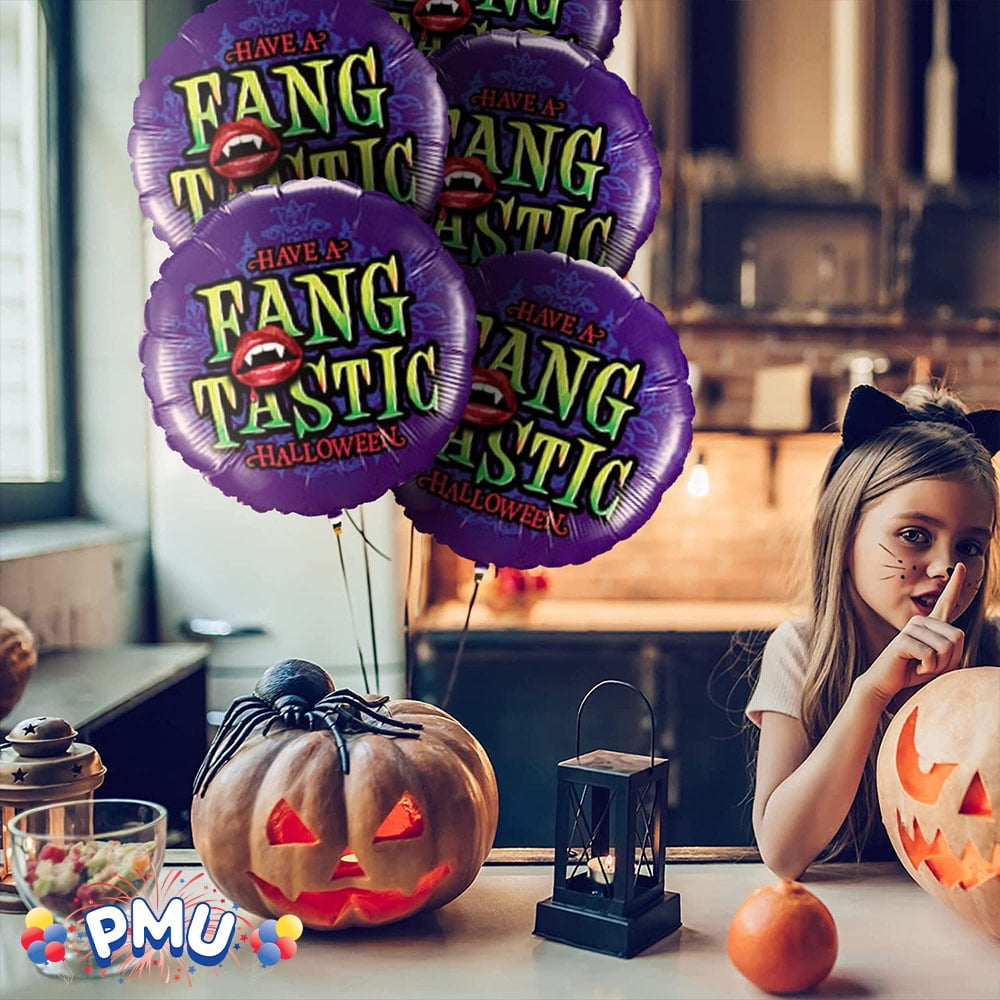 PMU Halloween Party Decoration "Happy Halloween" Jack Faces Aglow 18 Inch Mylar-Foil Balloon (1pkg) Pkg/1