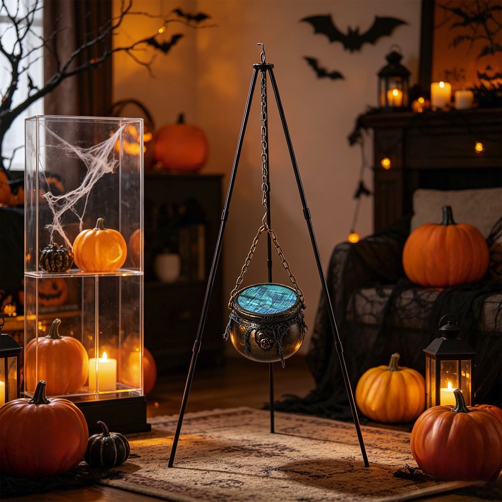 Muecwrye Halloween Decorations Outdoor, Halloween Clearance! Halloween Witches Cauldron on Tripod with Lights, DIY Bubbling Cauldron Set Decor for Home Porch Outside, Halloween Party Supplies