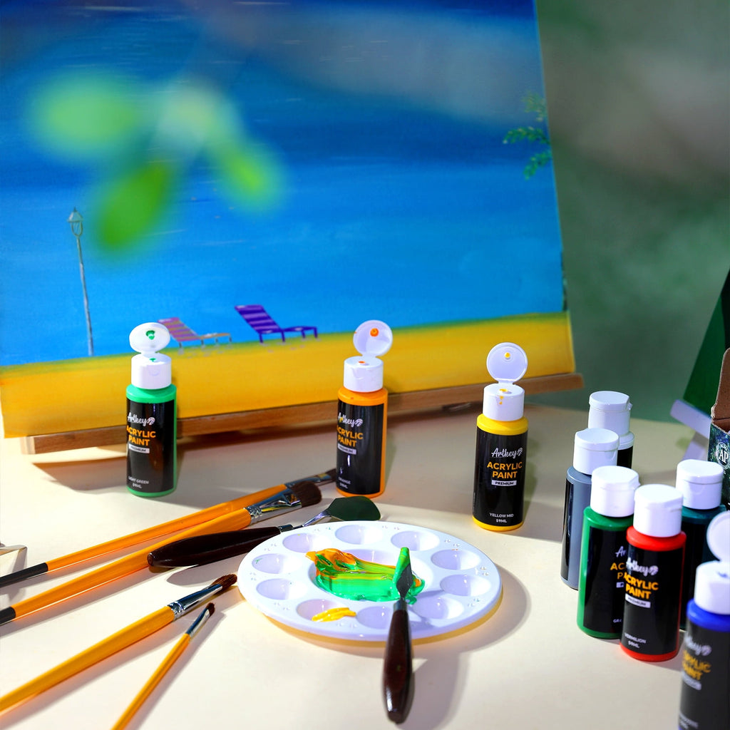 Artkey Acrylic Craft Paint Set, Festival, 24 Colors (2-Ounce)